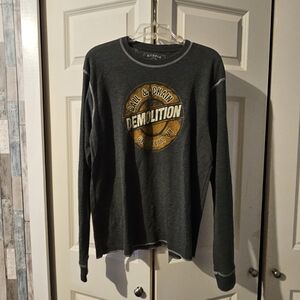 Hybrid & Company Vintage Graphic Waffle-Knit Tee in Charcoal